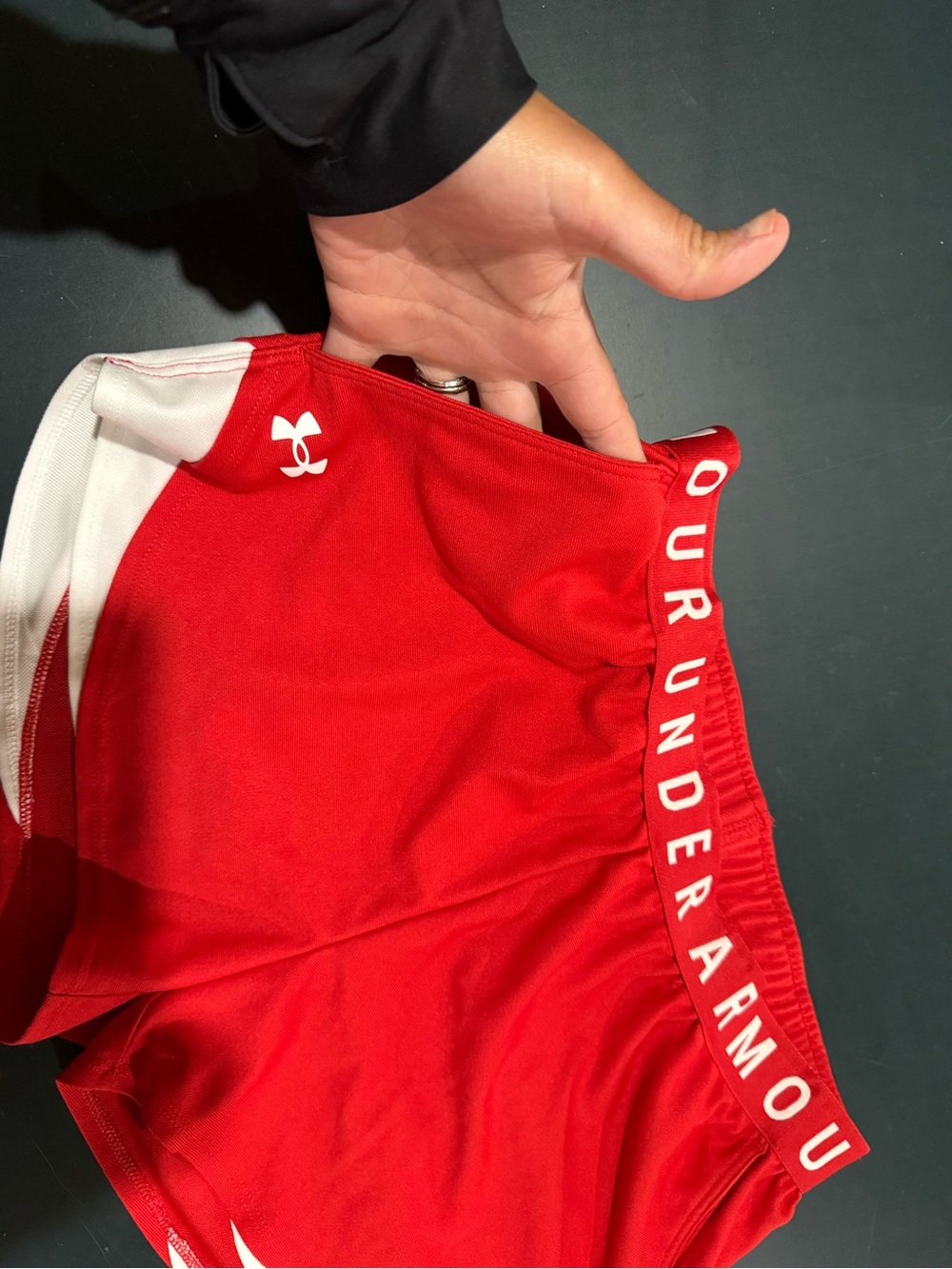 Under Armour Red and White Women’s Athletic Shorts - Picture 4 of 4
